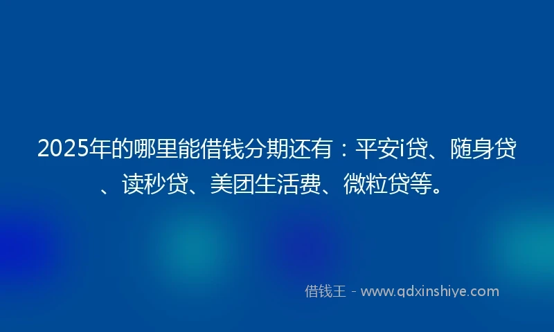 2025年的哪里能借钱分期还有：平安i贷、随身贷、读秒贷、美团生活费、微粒贷等。