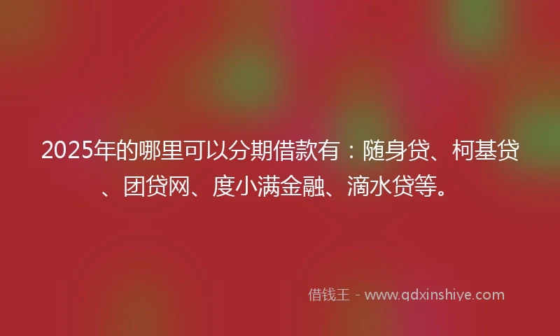 2025年的哪里可以分期借款有：随身贷、柯基贷、团贷网、度小满金融、滴水贷等。