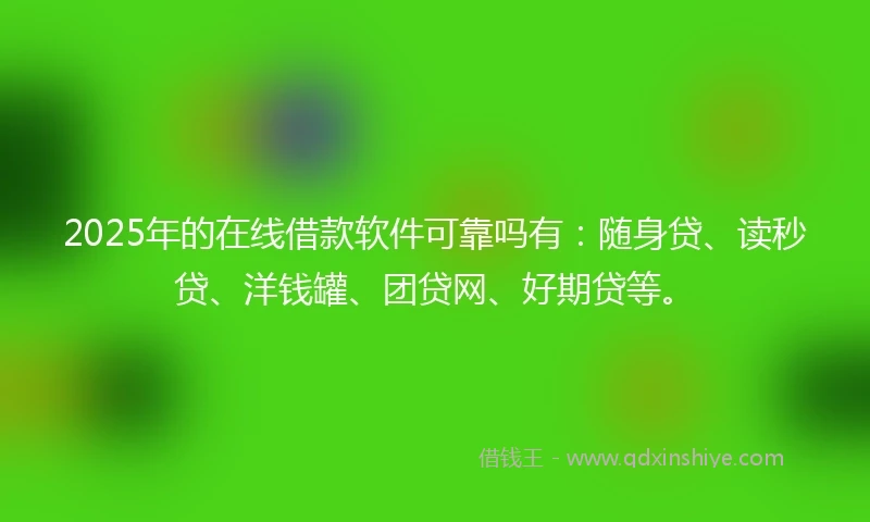 2025年的在线借款软件可靠吗有：随身贷、读秒贷、洋钱罐、团贷网、好期贷等。