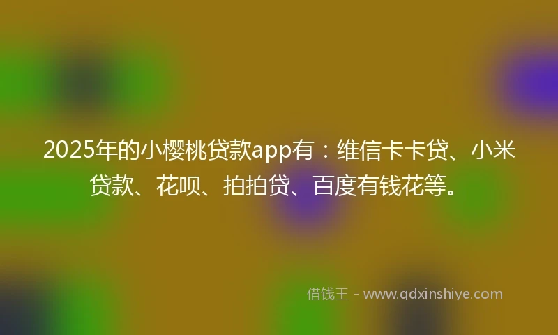 2025年的小樱桃贷款app有：维信卡卡贷、小米贷款、花呗、拍拍贷、百度有钱花等。