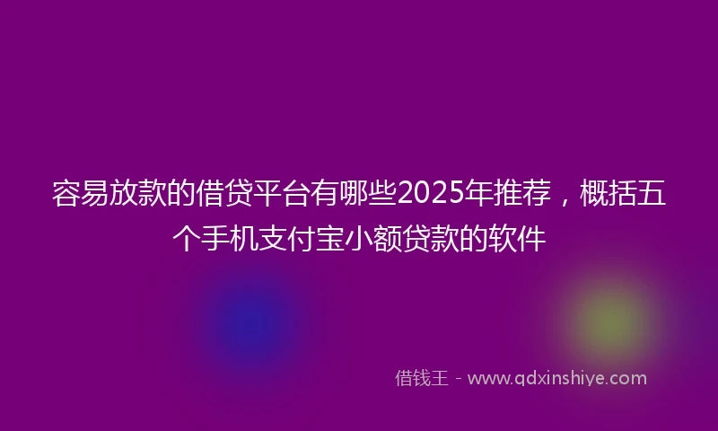容易放款的借贷平台有哪些2025年推荐,概括五个手机支付宝小额贷款的软件