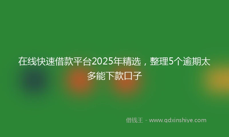 在线快速借款平台2025年精选，整理5个逾期太多能下款口子
