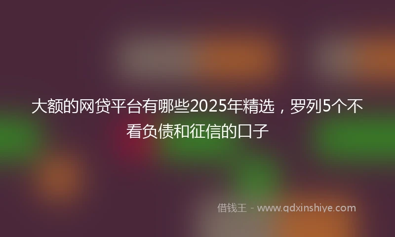 大额的网贷平台有哪些2025年精选，罗列5个不看负债和征信的口子