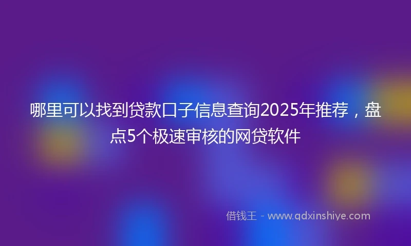 哪里可以找到贷款口子信息查询2025年推荐，盘点5个极速审核的网贷软件