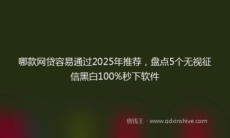 哪款网贷容易通过2025年推荐，盘点5个无视征信黑白100%秒下软件