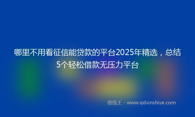 哪里不用看征信能贷款的平台2025年精选，总结5个轻松借款无压力平台