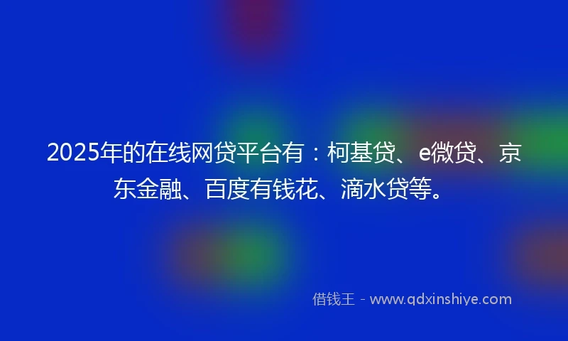 2025年的在线网贷平台有：柯基贷、e微贷、京东金融、百度有钱花、滴水贷等。