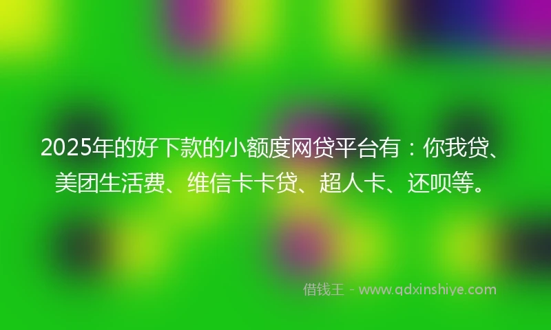 2025年的好下款的小额度网贷平台有：你我贷、美团生活费、维信卡卡贷、超人卡、还呗等。