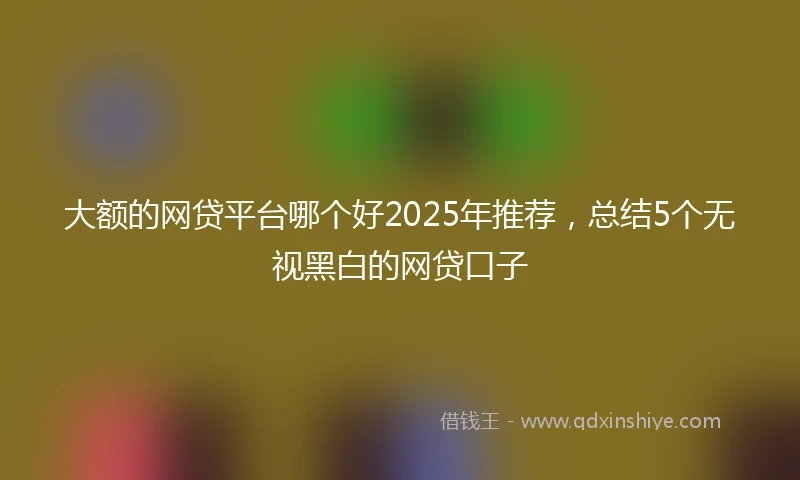大额的网贷平台哪个好2025年推荐，总结5个无视黑白的网贷口子