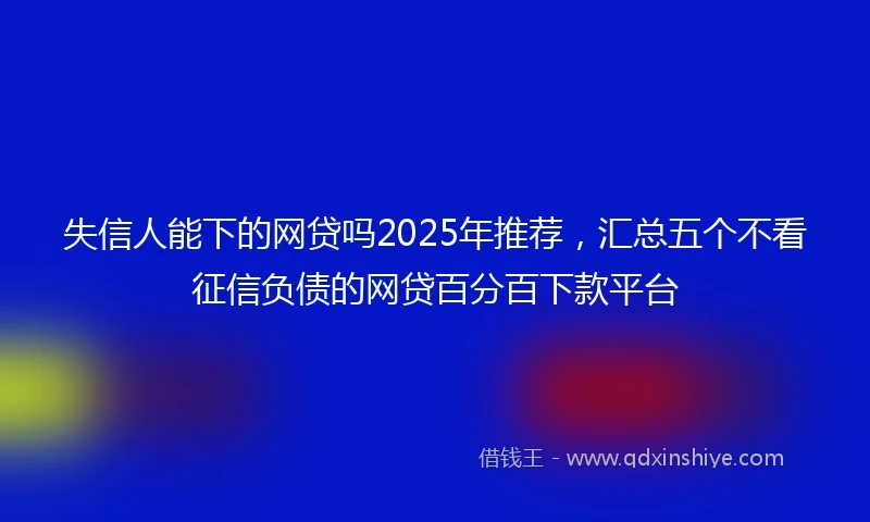 失信人能下的网贷吗2025年推荐，汇总五个不看征信负债的网贷百分百下款平台