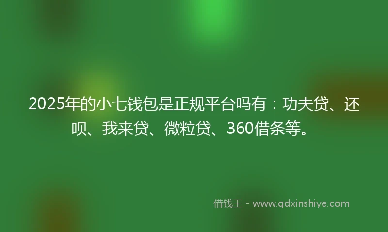 2025年的小七钱包是正规平台吗有：功夫贷、还呗、我来贷、微粒贷、360借条等。