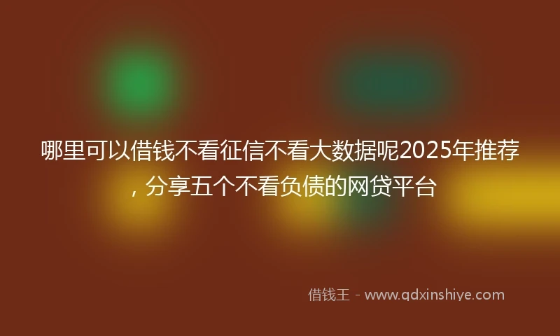 哪里可以借钱不看征信不看大数据呢2025年推荐，分享五个不看负债的网贷平台