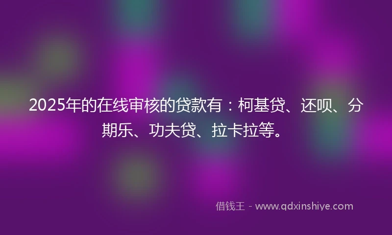 2025年的在线审核的贷款有：柯基贷、还呗、分期乐、功夫贷、拉卡拉等。