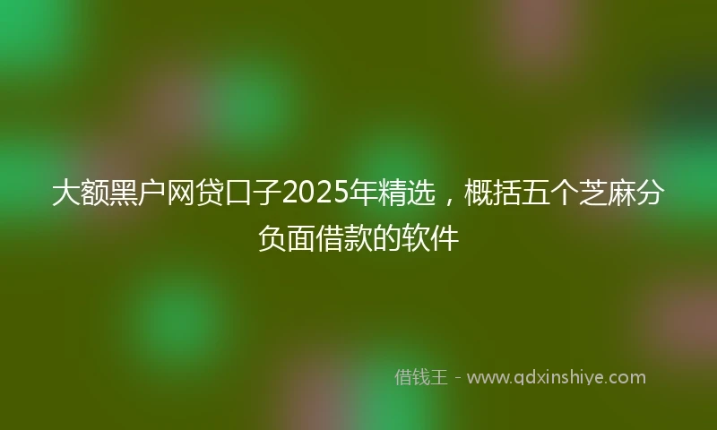大额黑户网贷口子2025年精选，概括五个芝麻分负面借款的软件