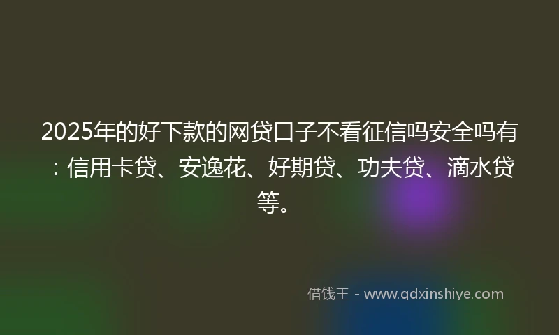 2025年的好下款的网贷口子不看征信吗安全吗有：信用卡贷、安逸花、好期贷、功夫贷、滴水贷等。