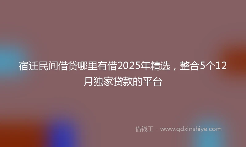 宿迁民间借贷哪里有借2025年精选，整合5个12月独家贷款的平台