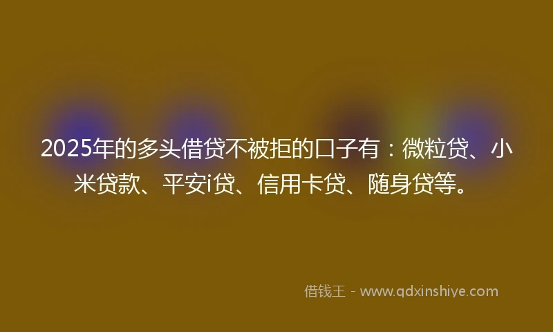 2025年的多头借贷不被拒的口子有：微粒贷、小米贷款、平安i贷、信用卡贷、随身贷等。