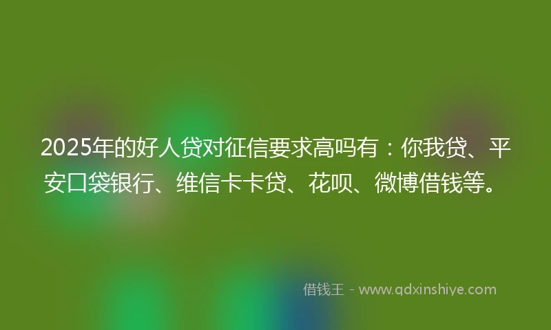 2025年的好人贷对征信要求高吗有：你我贷、平安口袋银行、维信卡卡贷、花呗、微博借钱等。
