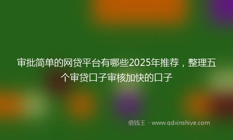 审批简单的网贷平台有哪些2025年推荐，整理五个审贷口子审核加快的口子