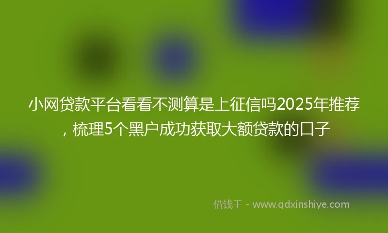 小网贷款平台看看不测算是上征信吗2025年推荐，梳理5个黑户成功获取大额贷款的口子