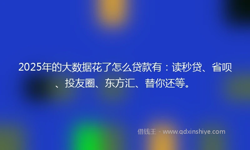 2025年的大数据花了怎么贷款有：读秒贷、省呗、投友圈、东方汇、替你还等。