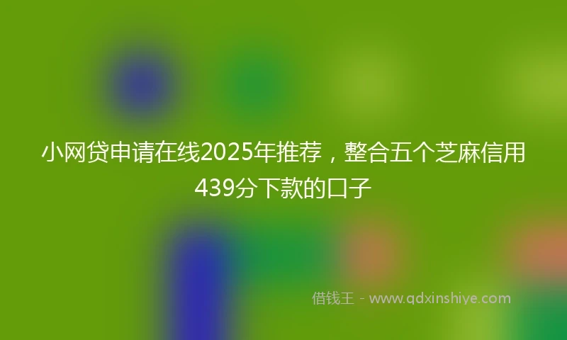 小网贷申请在线2025年推荐，整合五个芝麻信用439分下款的口子