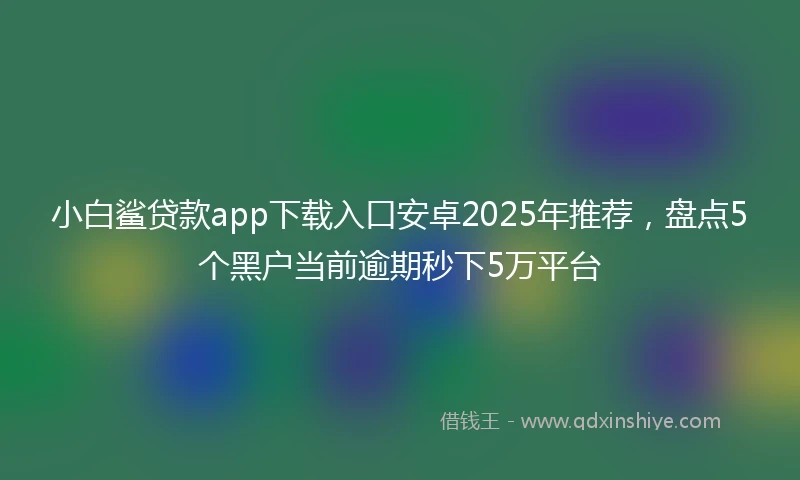 小白鲨贷款app下载入口安卓2025年推荐，盘点5个黑户当前逾期秒下5万平台