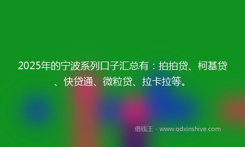 2025年的宁波系列口子汇总有：拍拍贷、柯基贷、快贷通、微粒贷、拉卡拉等。