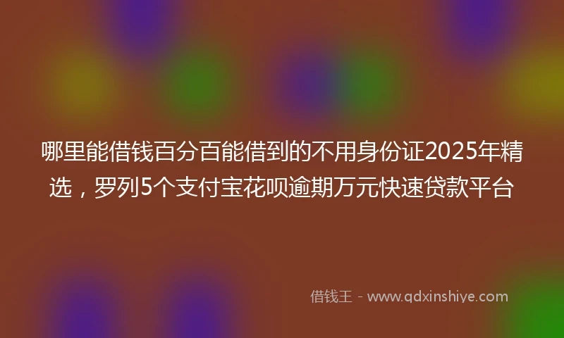哪里能借钱百分百能借到的不用身份证2025年精选，罗列5个支付宝花呗逾期万元快速贷款平台