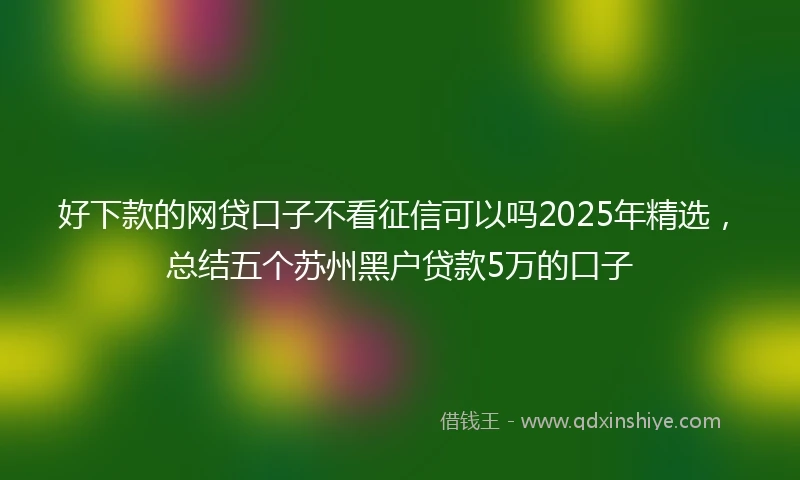 好下款的网贷口子不看征信可以吗2025年精选，总结五个苏州黑户贷款5万的口子