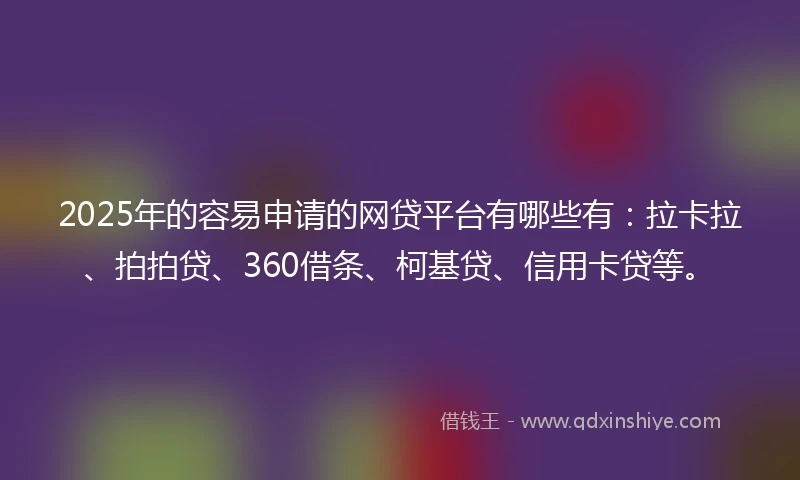 2025年的容易申请的网贷平台有哪些有：拉卡拉、拍拍贷、360借条、柯基贷、信用卡贷等。