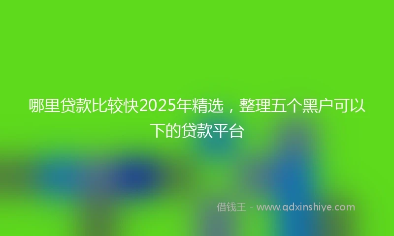 哪里贷款比较快2025年精选，整理五个黑户可以下的贷款平台