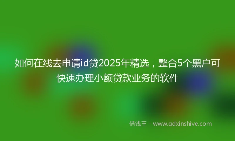 如何在线去申请id贷2025年精选，整合5个黑户可快速办理小额贷款业务的软件