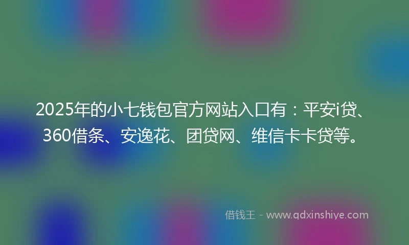 2025年的小七钱包官方网站入口有：平安i贷、360借条、安逸花、团贷网、维信卡卡贷等。