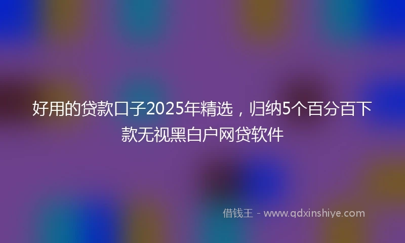 好用的贷款口子2025年精选，归纳5个百分百下款无视黑白户网贷软件