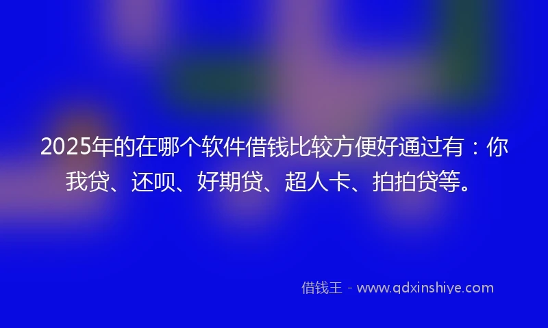 2025年的在哪个软件借钱比较方便好通过有：你我贷、还呗、好期贷、超人卡、拍拍贷等。