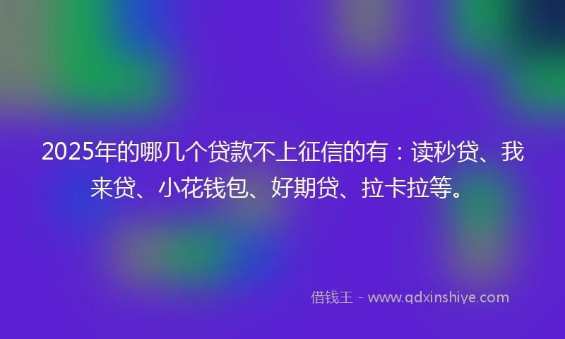 2025年的哪几个贷款不上征信的有：读秒贷、我来贷、小花钱包、好期贷、拉卡拉等。