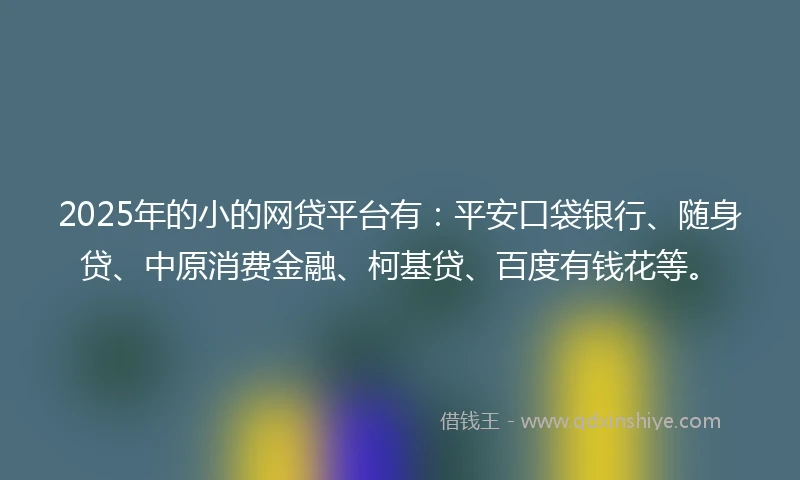 2025年的小的网贷平台有：平安口袋银行、随身贷、中原消费金融、柯基贷、百度有钱花等。