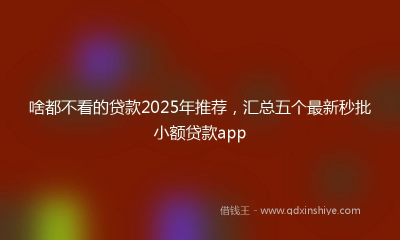 啥都不看的贷款2025年推荐，汇总五个最新秒批小额贷款app