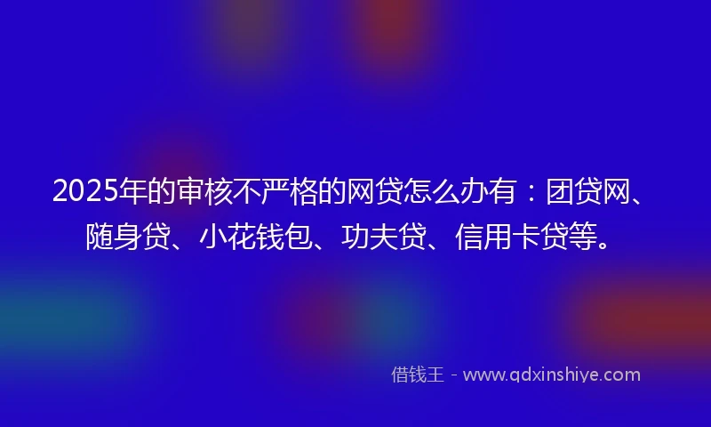 2025年的审核不严格的网贷怎么办有：团贷网、随身贷、小花钱包、功夫贷、信用卡贷等。