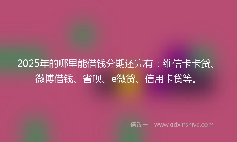 2025年的哪里能借钱分期还完有：维信卡卡贷、微博借钱、省呗、e微贷、信用卡贷等。