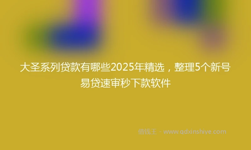 大圣系列贷款有哪些2025年精选，整理5个新号易贷速审秒下款软件