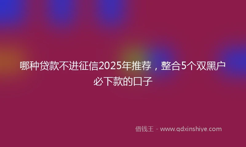 哪种贷款不进征信2025年推荐，整合5个双黑户必下款的口子