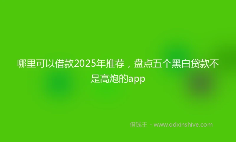 哪里可以借款2025年推荐，盘点五个黑白贷款不是高炮的app