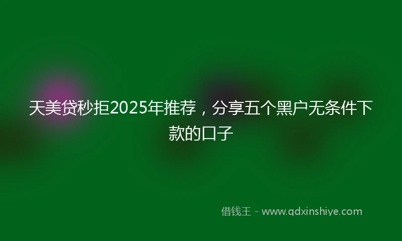 天美贷秒拒2025年推荐，分享五个黑户无条件下款的口子