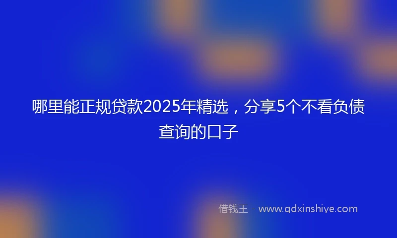 哪里能正规贷款2025年精选，分享5个不看负债查询的口子
