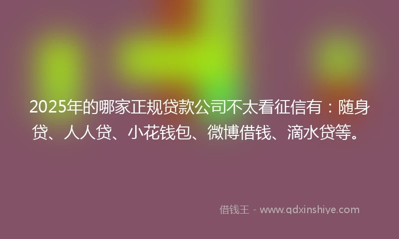 2025年的哪家正规贷款公司不太看征信有：随身贷、人人贷、小花钱包、微博借钱、滴水贷等。