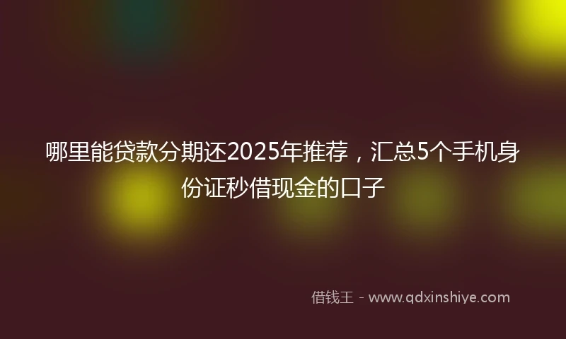 哪里能贷款分期还2025年推荐，汇总5个手机身份证秒借现金的口子