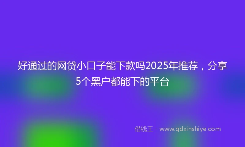 好通过的网贷小口子能下款吗2025年推荐，分享5个黑户都能下的平台