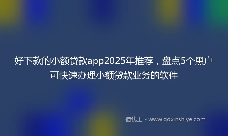 好下款的小额贷款app2025年推荐，盘点5个黑户可快速办理小额贷款业务的软件